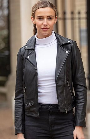Women's black leather jacket