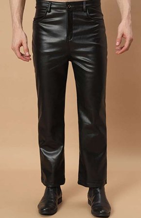 Black men's leather trousers