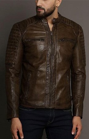 Men's brown leather jacket