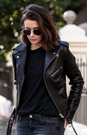 Women's black leather jacket